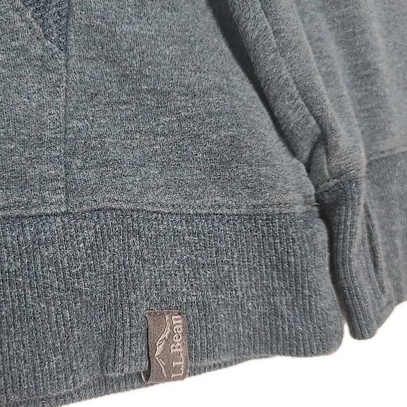 LL BEAN Womens M Cozy Camp Pullover Sweatshirt Hoodie Thumbholes Green Hiking - Picture 5 of 8